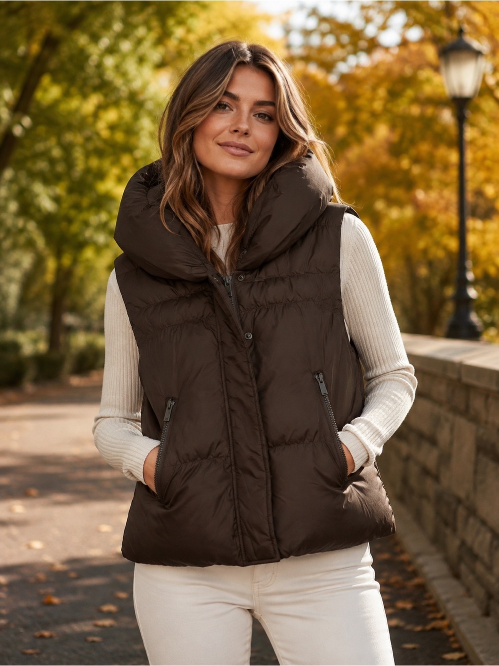 BCBGMaxAzria Chocolate Brown Down Puffer Vest XS